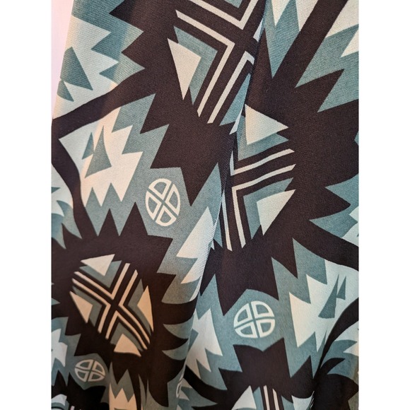 Whimsigoth Boho Western RetroGlam  Artsy Geometric Black Teal Green S Maxi Skirt - Picture 8 of 10